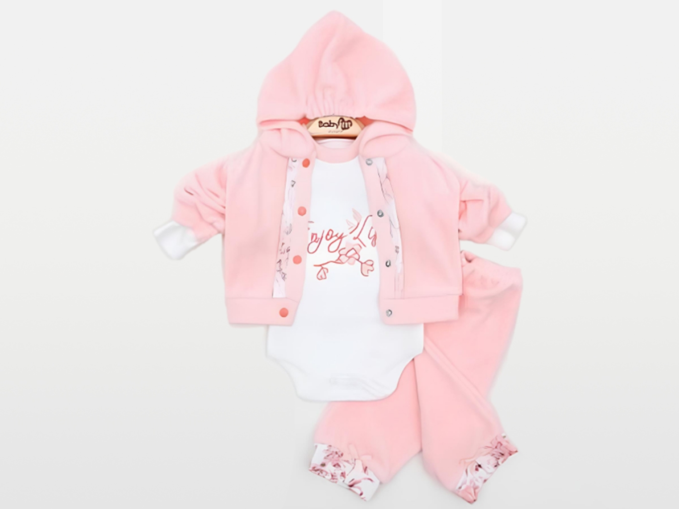 KADİFE 3LÜ KAPŞONLU TAKIM  3-6-9  AY