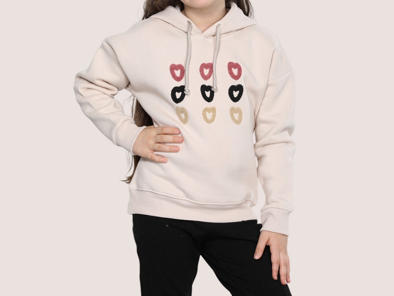 KAPŞONLU KALPLER SÜZÜNE SWEAT 3-4-5-6-7 YAŞ