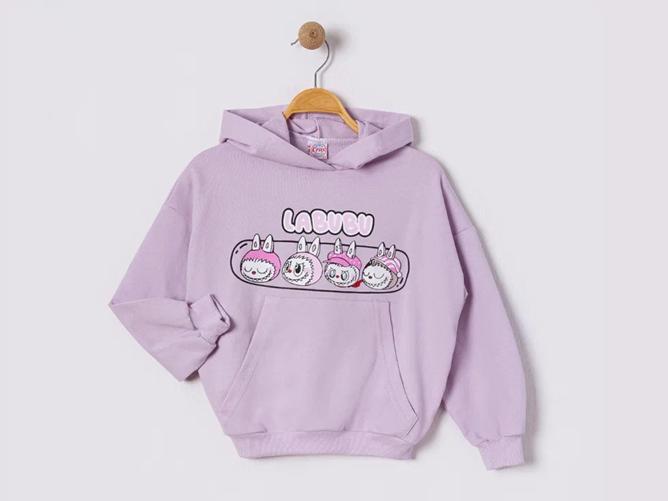 LABUBU BASKILI KAPŞONLU SWEAT -5-6-7-8  YAŞ