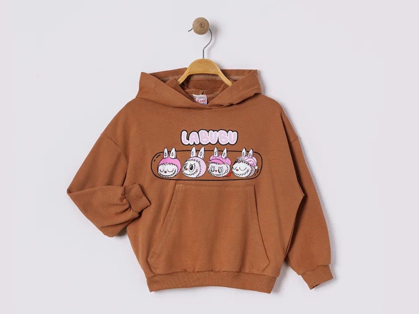 LABUBU BASKILI KAPŞONLU SWEAT -5-6-7-8  YAŞ