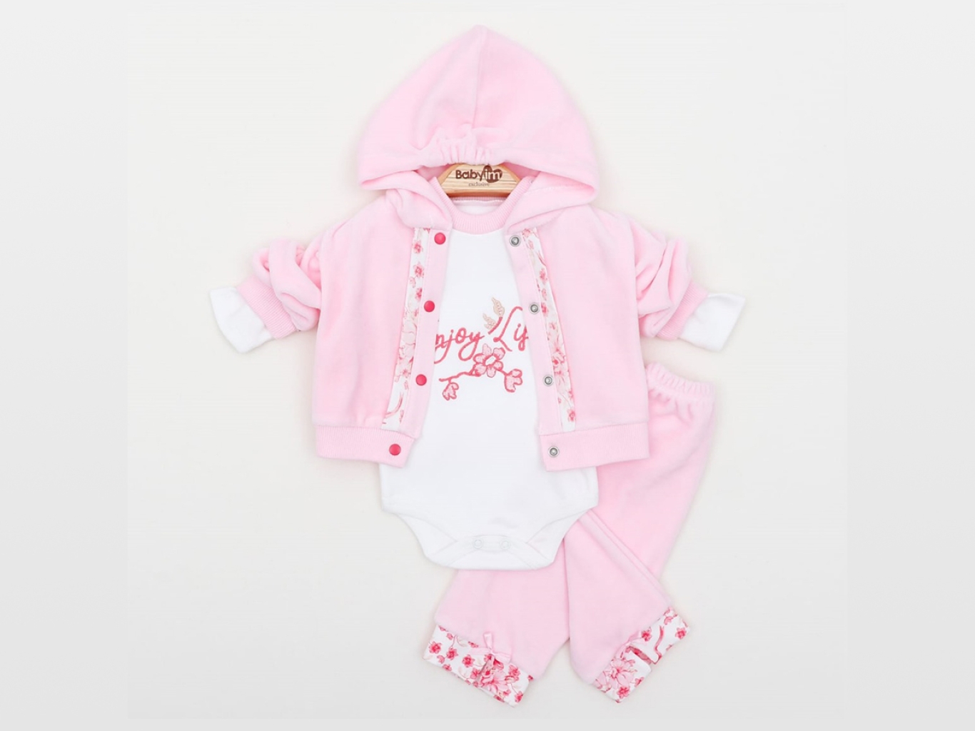 KADİFE 3LÜ KAPŞONLU TAKIM  3-6-9  AY