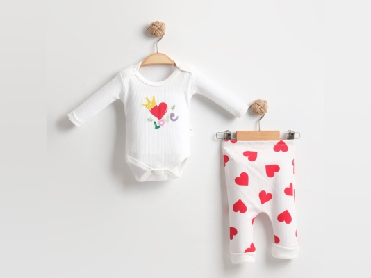 BÜYÜK KALP KOLLU İKİLİ BADY TAKIM  -3-6-9  AY