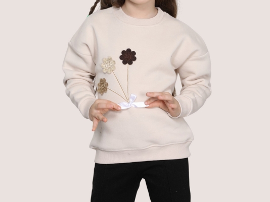 ÇİÇEK NAKIŞLI SWEAT  3-4-5-6-7  YAŞ