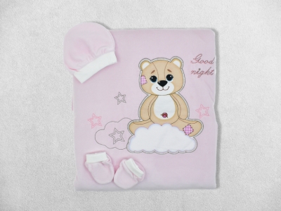 BASKILI NAKIŞLI AYILI KADİFE BATTANİYE 90*90