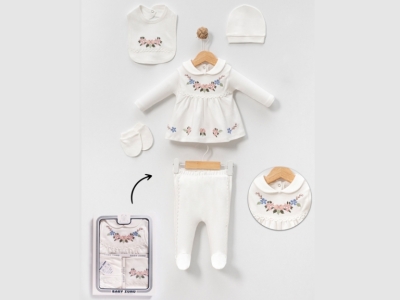 BEBE YAKALI ÇİÇEKLİ 5 Lİ ZIBIN SETİ