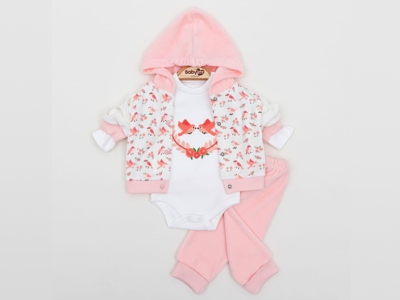 ÇİÇEKLİ 3LÜ KAPŞONLU TAKIM 3-6-9  AY