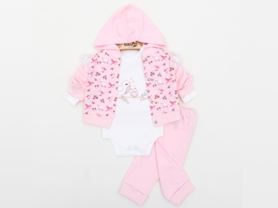 GÜPÜR DETAYLI 3LÜ KAPŞONLU TAKIM  3-6-9  AY