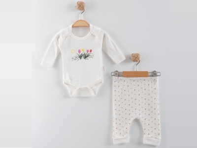 MİNİK LALE KOLLU İKİLİ BADY TAKIM  3-6-9  AY