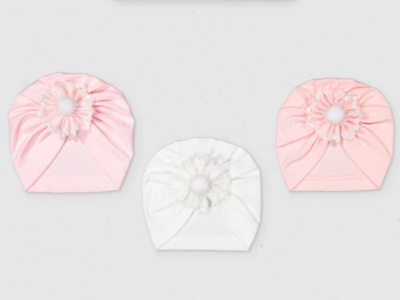 dPENYE PONPON ÇİÇEK BONE 3-6-9-12  AY