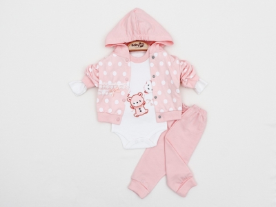 PUANLI AYICIKLI 3LÜ KAPŞONLU TAKIM  3-6-9  AY