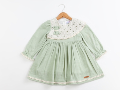 YAKA BRODELİ ELBİSE 2-3-4-5  YAŞ