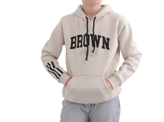 BROWN BASKILI KAPŞONLU SWEAT 13-14-15-16  YAŞ