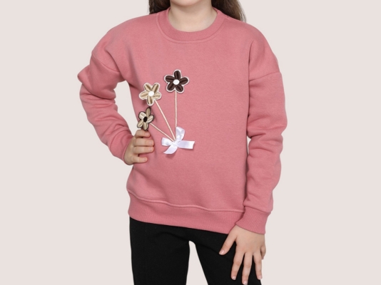 ÇİÇEK NAKIŞLI SWEAT  8-9-10-11-12  YAŞ