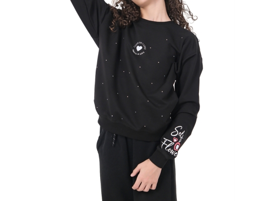KALP BASKILI TAŞLI SWEAT 5-6-7-8  YAŞ