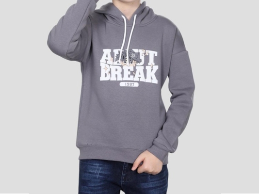 KAPŞONLU BREAK BASKILI SWEAT 8-9-10-11-12  YAŞ